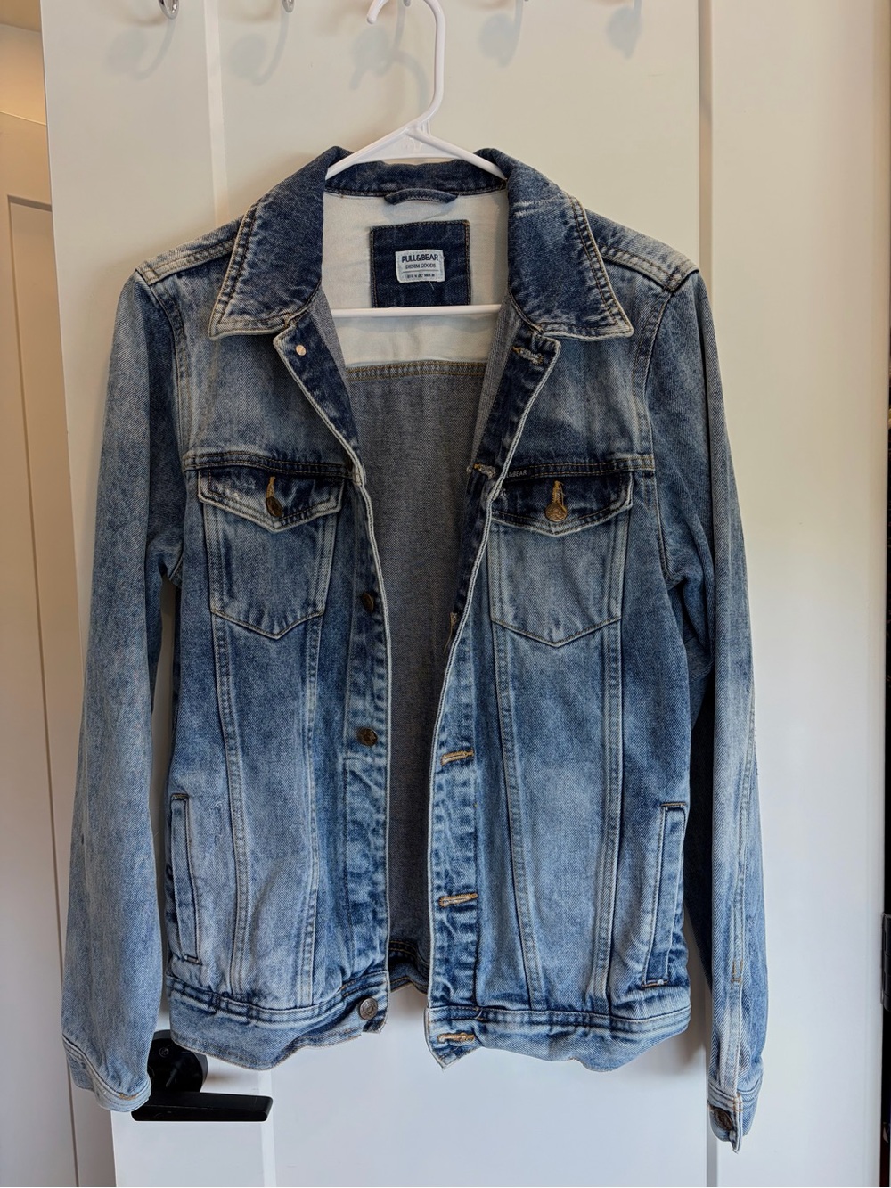Pull&Bear Light Blue Washed Distressed Denim Jacket